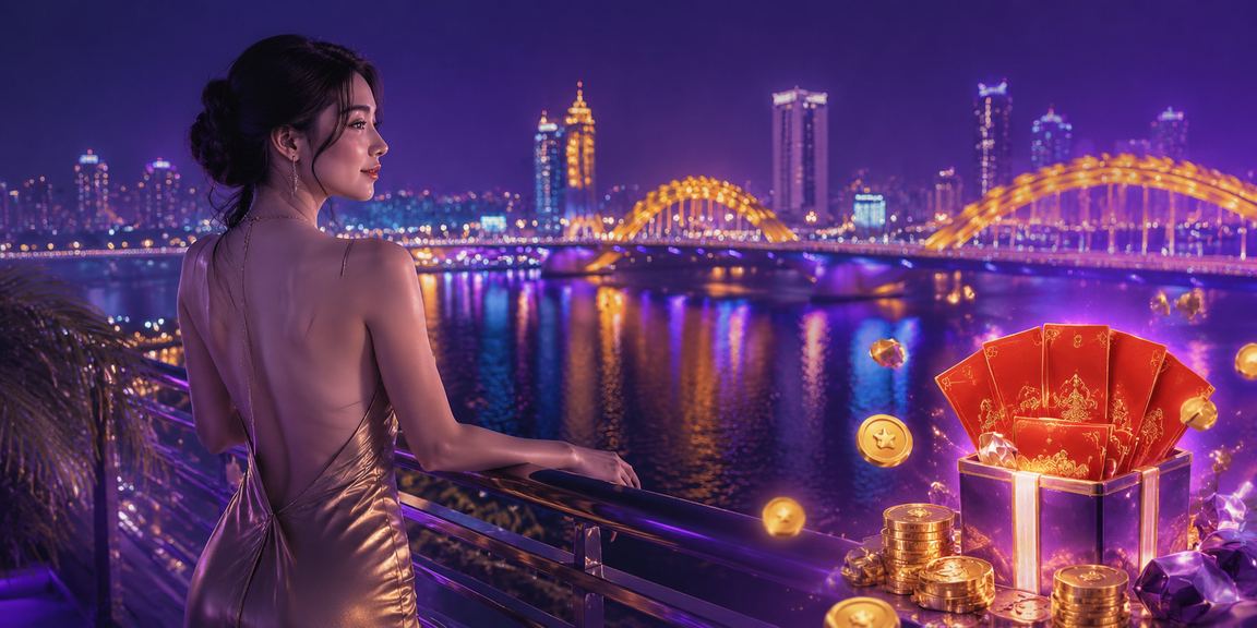 Ưu đãi thưởng chào mừng tại Sài Gòn với phong bì đỏ và ánh đèn neon